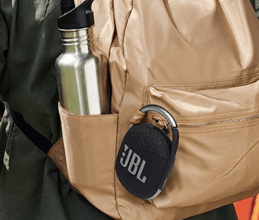 JBL Clip 4, Wireless Ultra Portable Bluetooth Speaker, JBL Pro Sound, Integrated Carabiner, Vibrant Colors with Rugged Fabric Design, Dust & Waterproof, Type C (Without Mic, Black) - Image 3